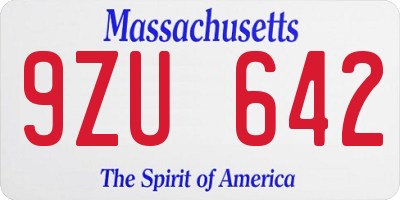 MA license plate 9ZU642