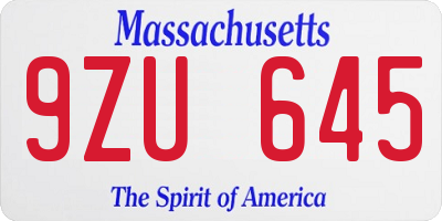 MA license plate 9ZU645