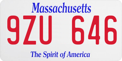 MA license plate 9ZU646