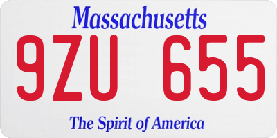 MA license plate 9ZU655