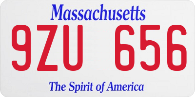 MA license plate 9ZU656