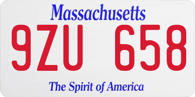 MA license plate 9ZU658