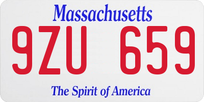 MA license plate 9ZU659
