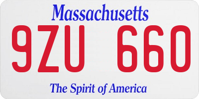 MA license plate 9ZU660