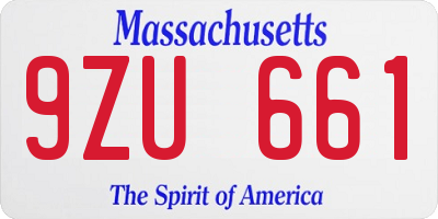 MA license plate 9ZU661