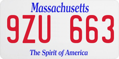 MA license plate 9ZU663