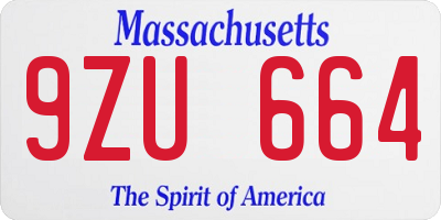 MA license plate 9ZU664