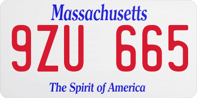 MA license plate 9ZU665