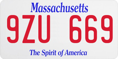 MA license plate 9ZU669