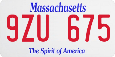 MA license plate 9ZU675