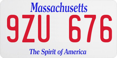 MA license plate 9ZU676
