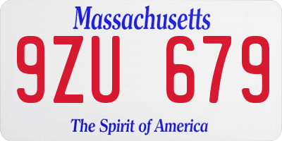 MA license plate 9ZU679