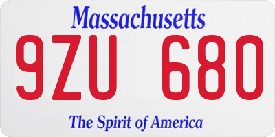 MA license plate 9ZU680