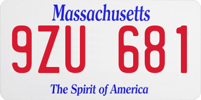 MA license plate 9ZU681