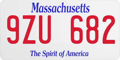 MA license plate 9ZU682