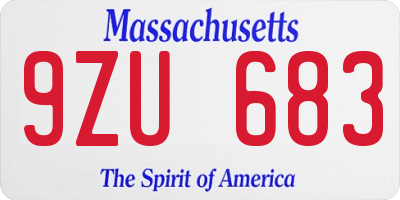 MA license plate 9ZU683