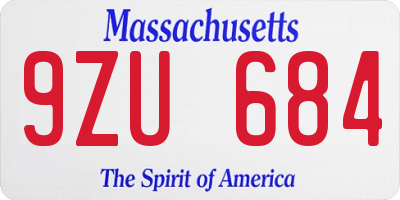 MA license plate 9ZU684