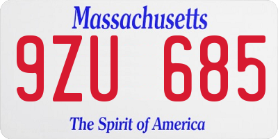 MA license plate 9ZU685