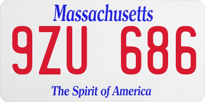 MA license plate 9ZU686