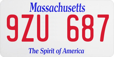 MA license plate 9ZU687