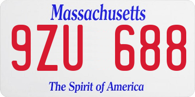 MA license plate 9ZU688