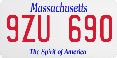 MA license plate 9ZU690