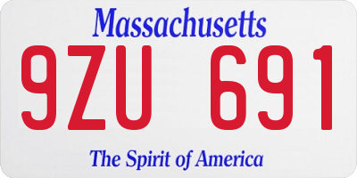 MA license plate 9ZU691