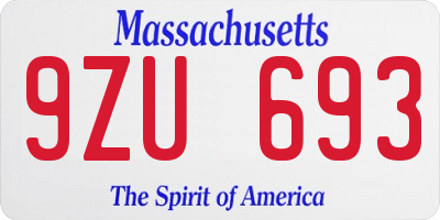 MA license plate 9ZU693