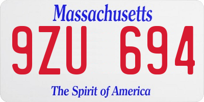 MA license plate 9ZU694