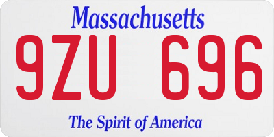 MA license plate 9ZU696
