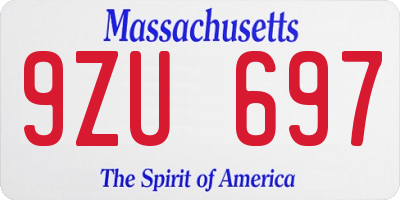 MA license plate 9ZU697