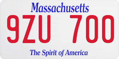 MA license plate 9ZU700