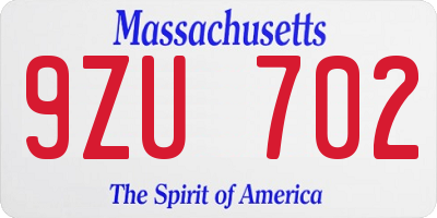 MA license plate 9ZU702