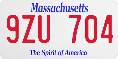 MA license plate 9ZU704