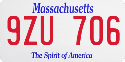 MA license plate 9ZU706