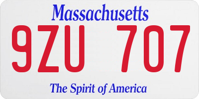 MA license plate 9ZU707