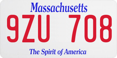 MA license plate 9ZU708