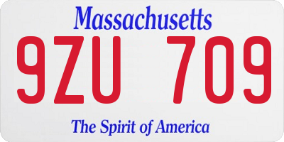 MA license plate 9ZU709