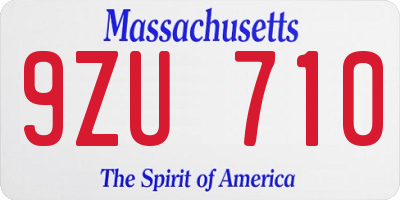 MA license plate 9ZU710