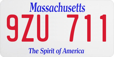 MA license plate 9ZU711