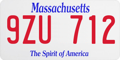 MA license plate 9ZU712