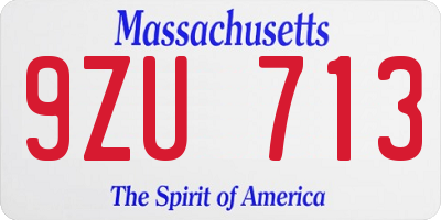 MA license plate 9ZU713