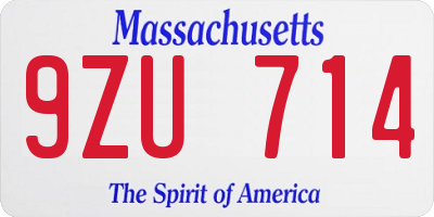 MA license plate 9ZU714