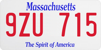 MA license plate 9ZU715