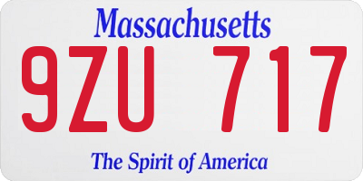 MA license plate 9ZU717