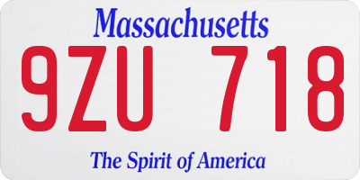 MA license plate 9ZU718