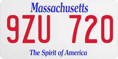 MA license plate 9ZU720