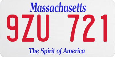 MA license plate 9ZU721