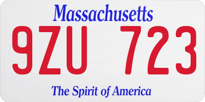 MA license plate 9ZU723