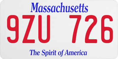 MA license plate 9ZU726